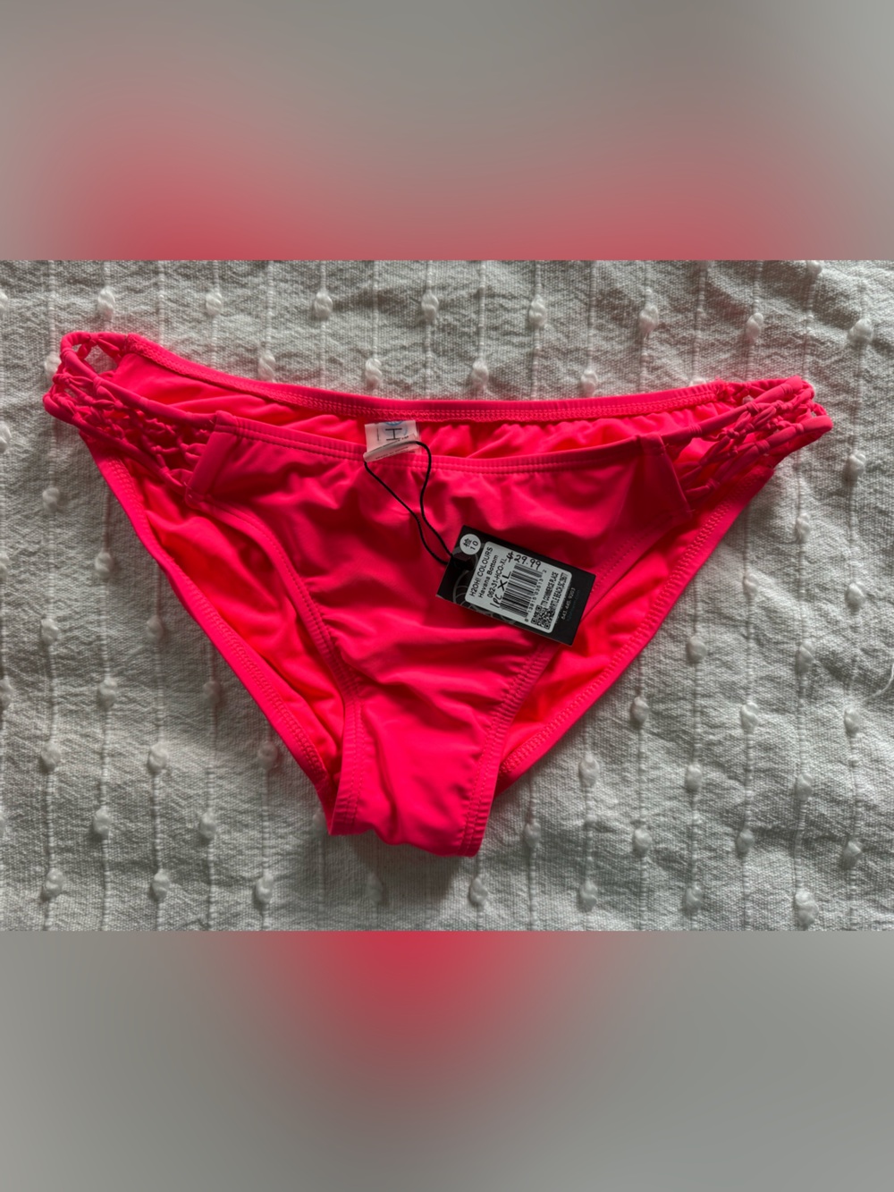 NWT H2OH Havana Bikini Bottoms bright pink swimsuit v front high leg XL